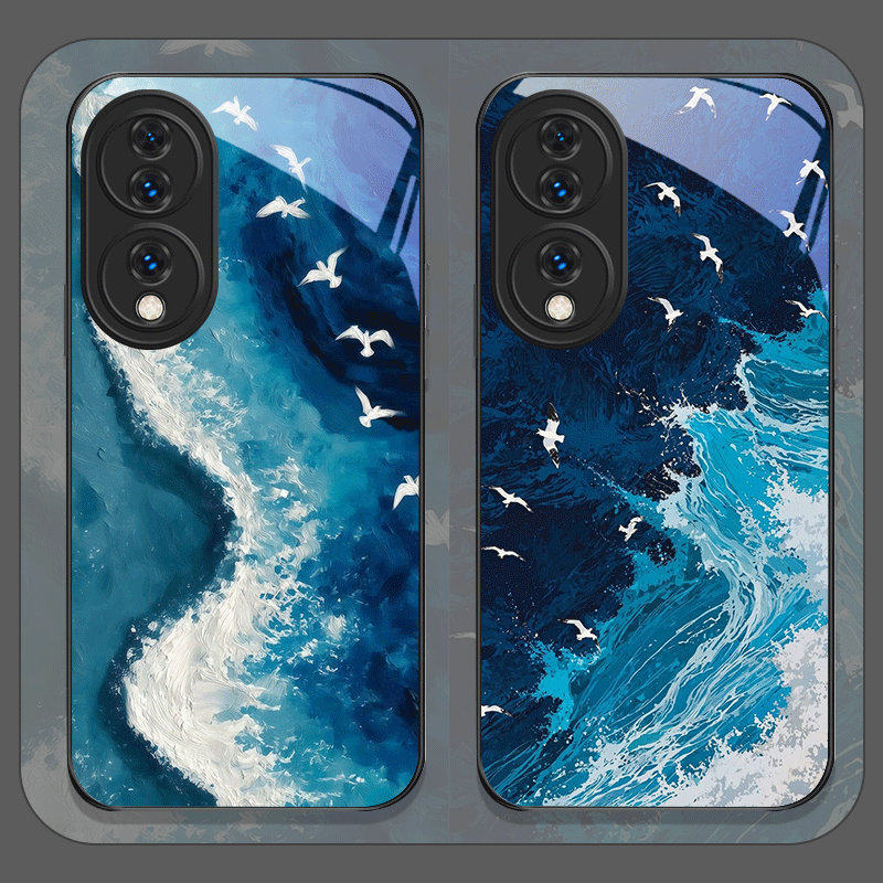 Huawei Mate 60 - Casing Ponsel Kaca Tempered Cetak Gelombang