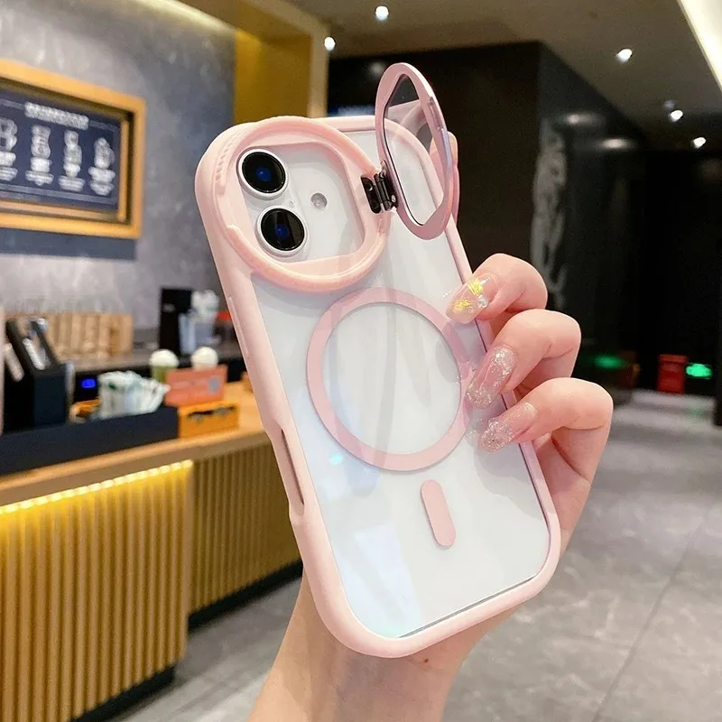 Magnetic Charging Stand - Casing Belakang Transparan dengan Penyangga Kamera