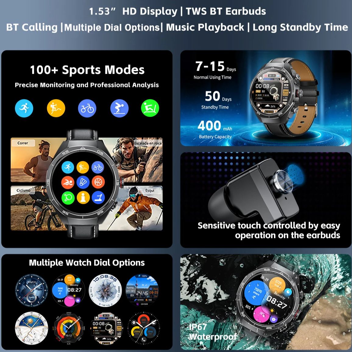 Jam Tangan Pintar NFC Headset  - Smartwatch Headset ulasan dan harga
