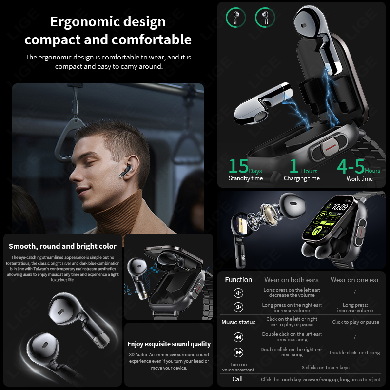 Jam Tangan Pintar NFC TWS Head - Smartwatch Headset ulasan dan harga